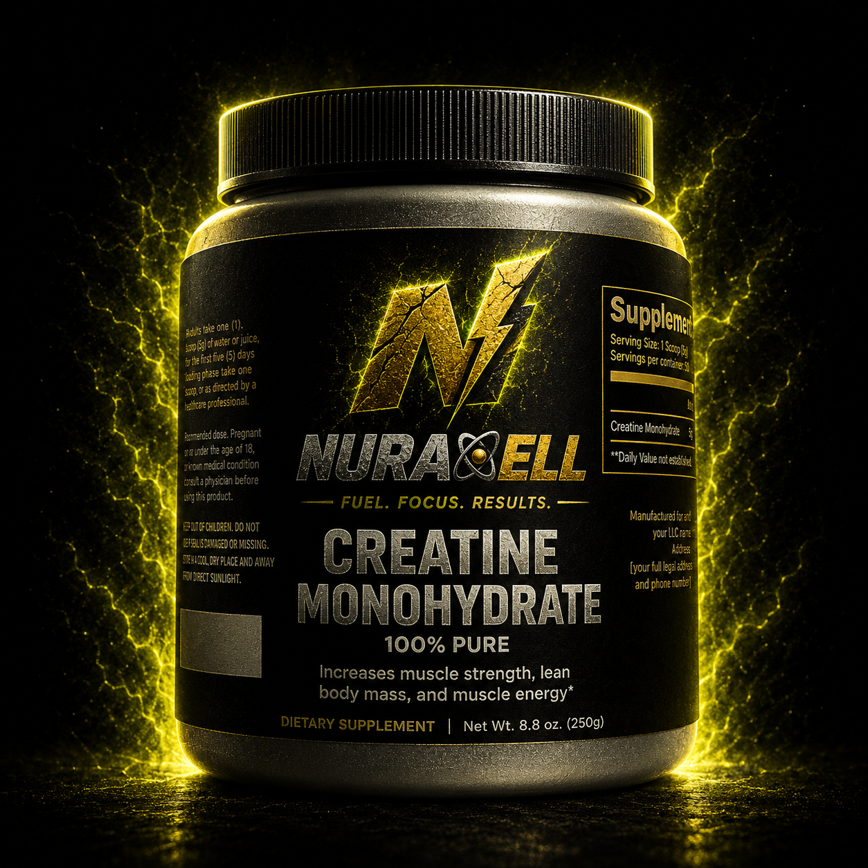 Nuracell creatine monohydrate container